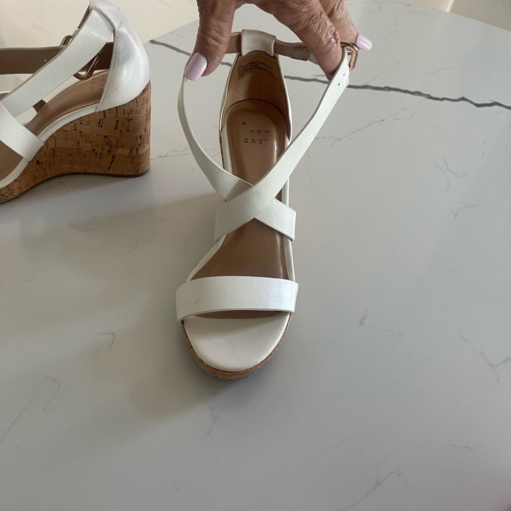 A New Day Women's White Wedge Sandals